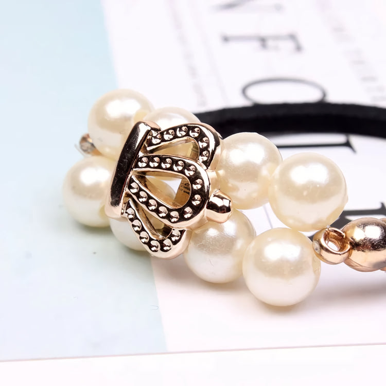 pearl floral elastic hair bands, view 6 - MRSLM