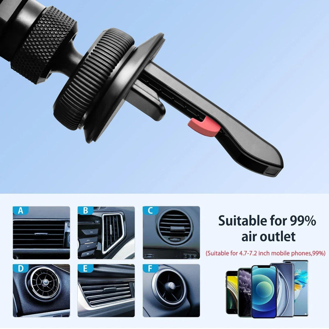 360° Rotating Alloy Car Phone Mount - Universal Air Vent & Dashboard Gravity Phone Holder