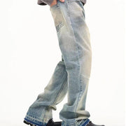 men's loose washed light blue jeans, view 2 - MRSLM