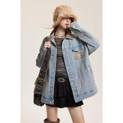 leopard patchwork denim jacket, view 7 - MRSLM