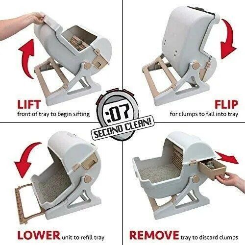 semi-automatic cat litter box, view 8 - MRSLM