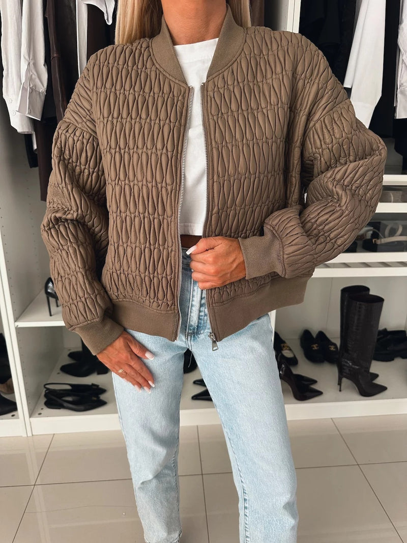 solid color embroidery short zip jacket, view 9 - MRSLM