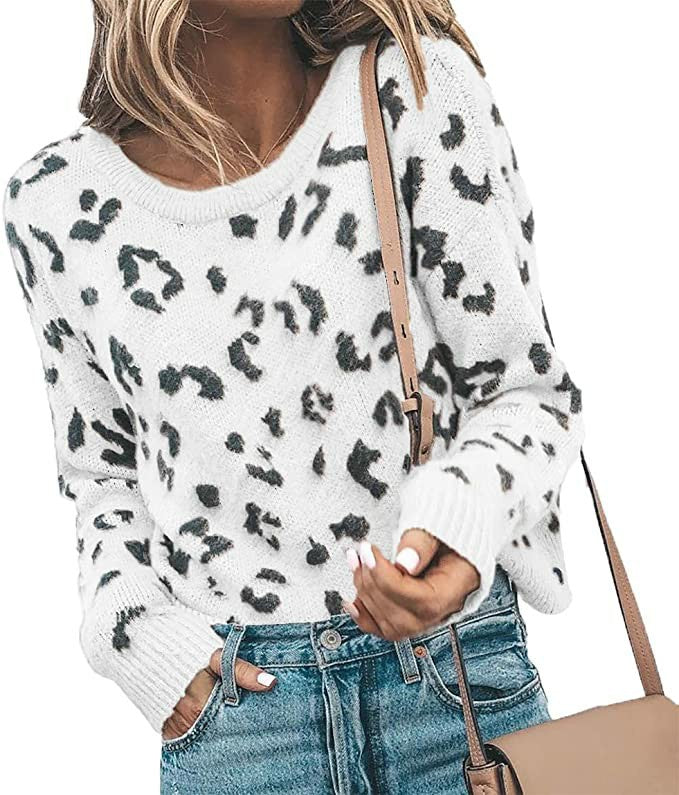 Women's Leopard Print Mohair-Blend Knit Sweater