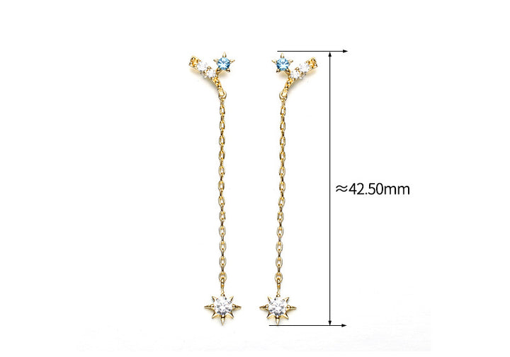 Simple Fashion Long Stud Earrings Sterling Silver