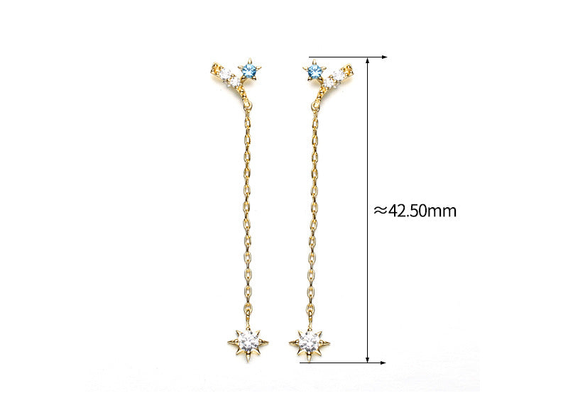 sterling silver y-shaped star long studs, view 2 - MRSLM