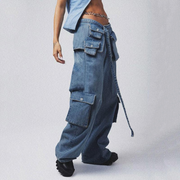 high-waisted baggy jeans with lace-up pockets - MRSLM