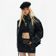 edgy zipper bomber jacket, view 2 - MRSLM