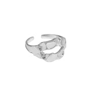 hammered texture s925 silver ring, view 7 - MRSLM