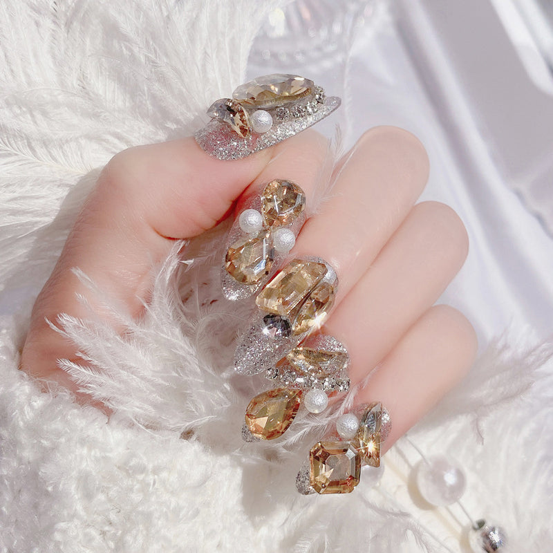 luxury glitter crystal false nails, view 3 - MRSLM