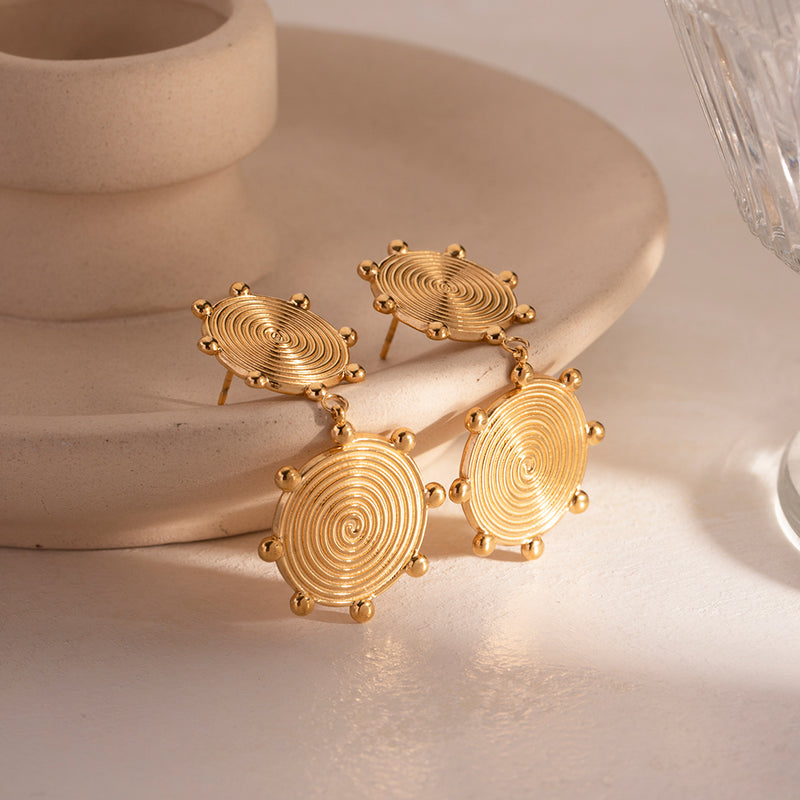 textured disc stud earrings, view 3 - MRSLM