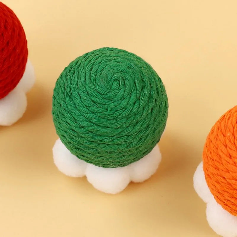 sisal ball cat toy with teaser stick, view 8 - MRSLM