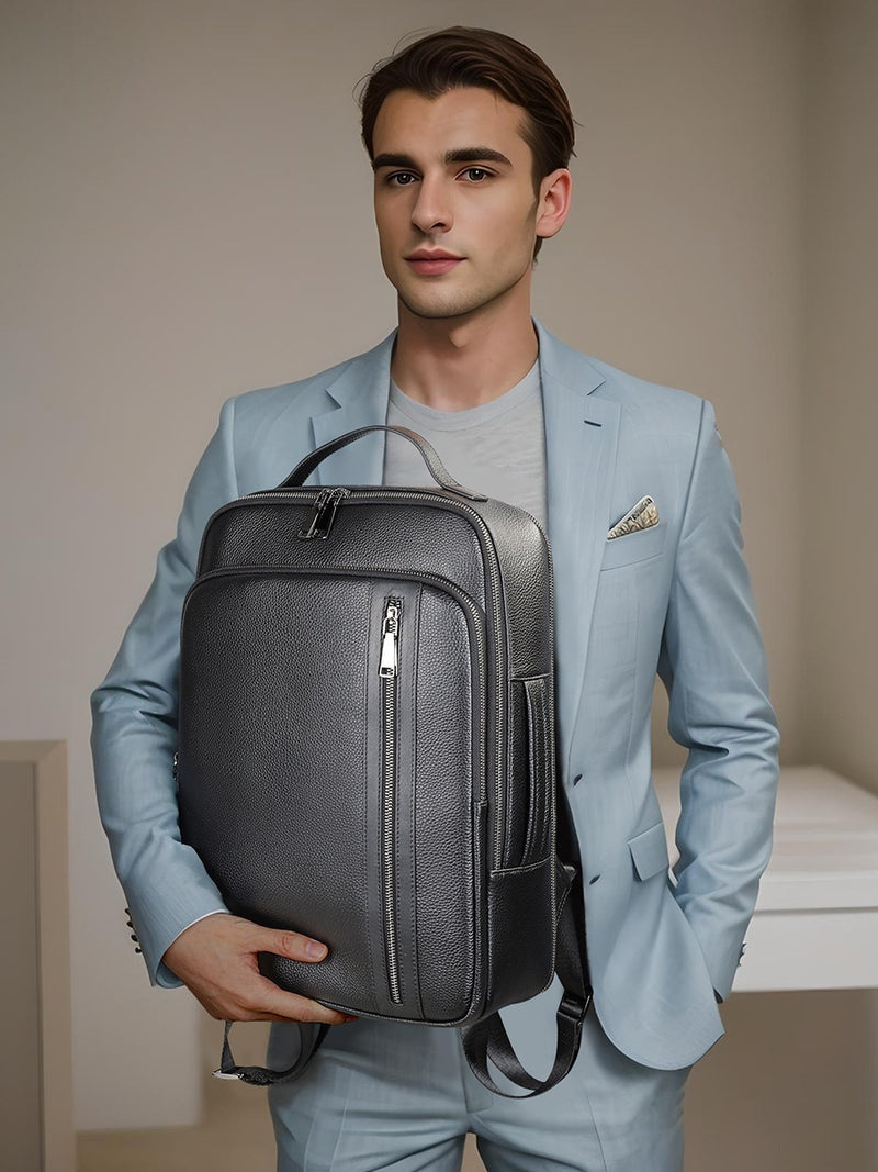 Men's leather backpack, view 2 - MRSLM