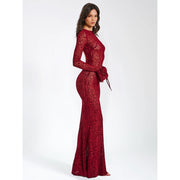 red striped backless maxi dress, view 6 - MRSLM