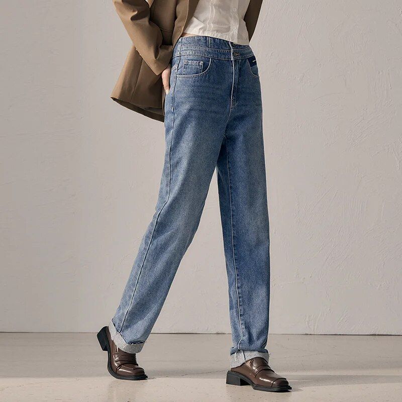 Women's high waist straight jeans, view 5 - MRSLM
