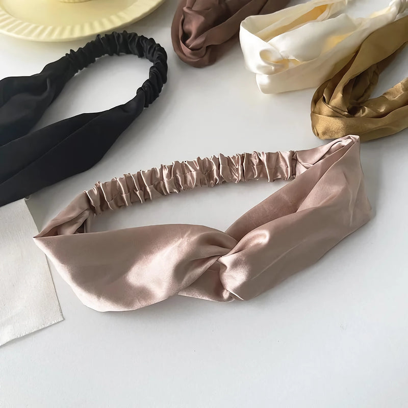 satin cross top knot headband, view 10 - MRSLM