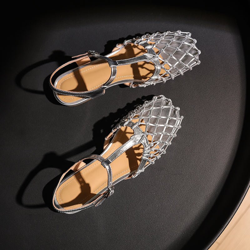 summer leather gladiator sandals with low heel, view 24 - MRSLM