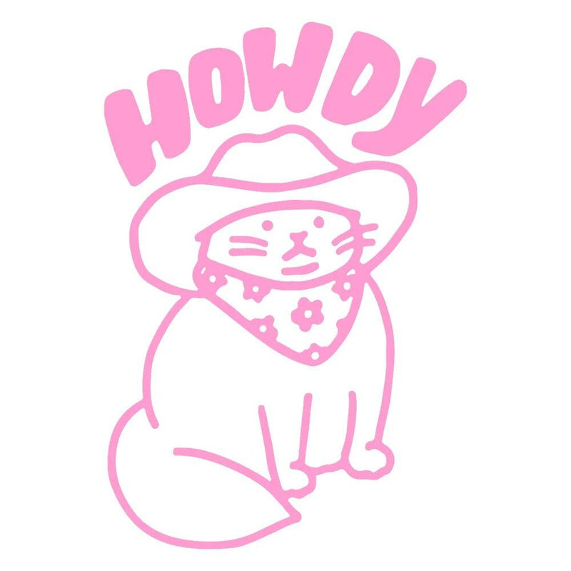 howdy cat cartoon vinyl decal, view 5 - MRSLM