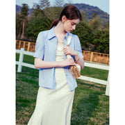 stripe puff sleeve blouse, view 3 - MRSLM