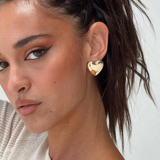 gold plated heart stud earrings - MRSLM