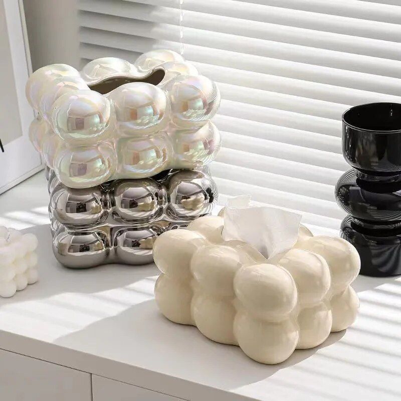 Elegant Porcelain Tissue Box – Modern Home Décor for Living Room and Bedroom