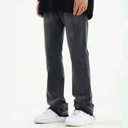 men's micro flared fringe worn jeans, view 3 - MRSLM