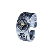 s925 silver retro sunflower pattern ring, view 7 - MRSLM