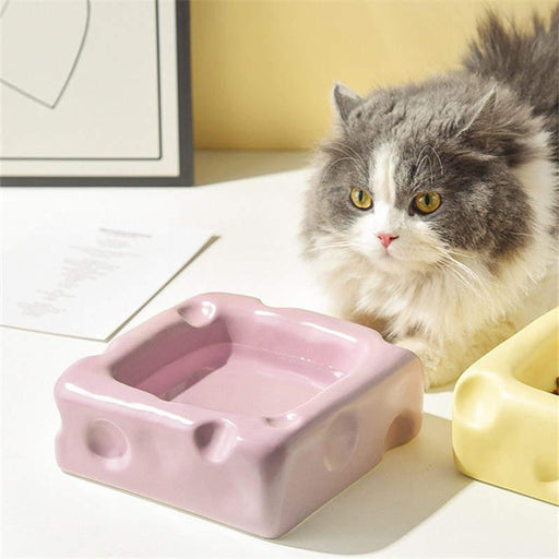 cheese-shaped ceramic pet bowl - MRSLM