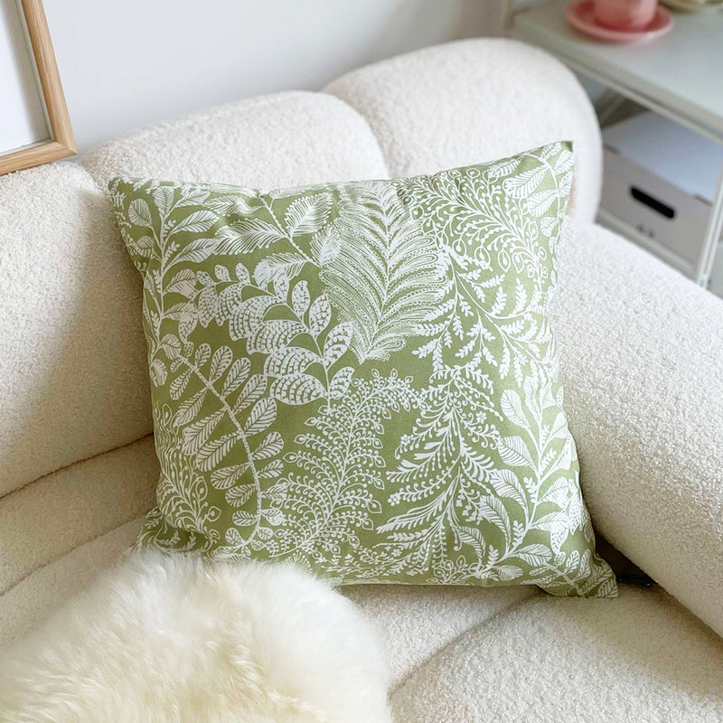 green floral nordic throw pillow case, view 3 - MRSLM