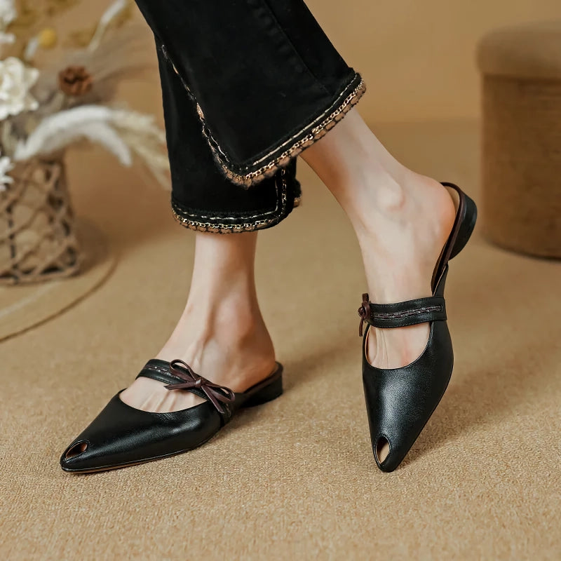 women's leather heel mules, view 8 - MRSLM