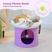 cozy flower cat house with pompom ball, view 11 - MRSLM