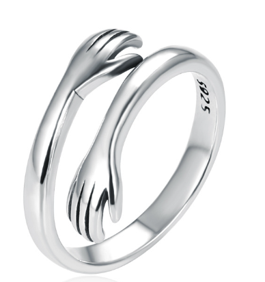 silver two hand embrace ring - MRSLM
