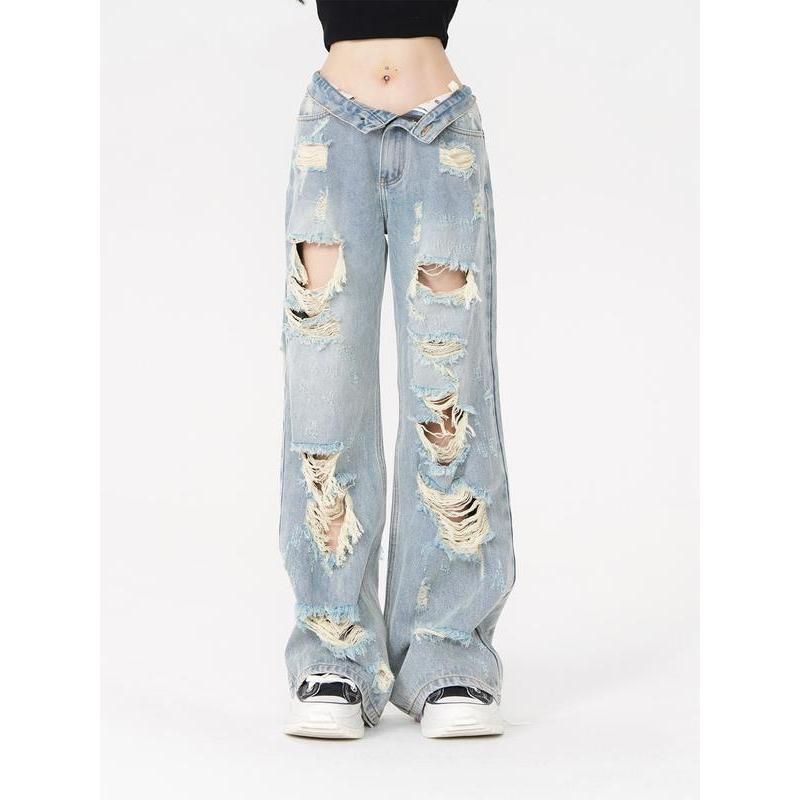 light blue high-waist straight jeans, view 2 - MRSLM