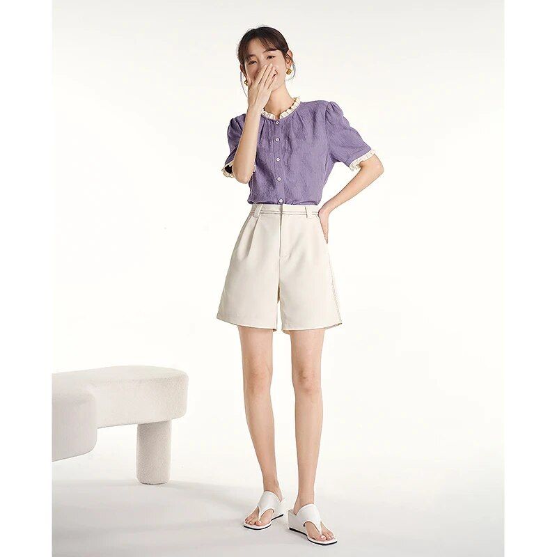 puff sleeve lace blouse, view 6 - MRSLM