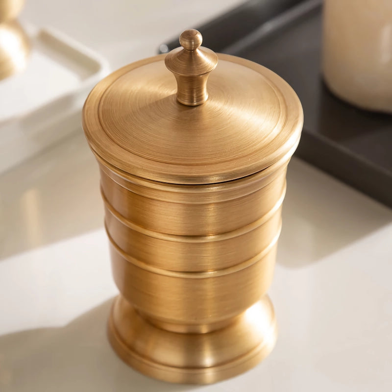 golden retro brushed brass bathroom set, view 3 - MRSLM