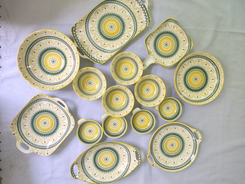 bohemian ceramic plates and bowls set, view 5 - MRSLM