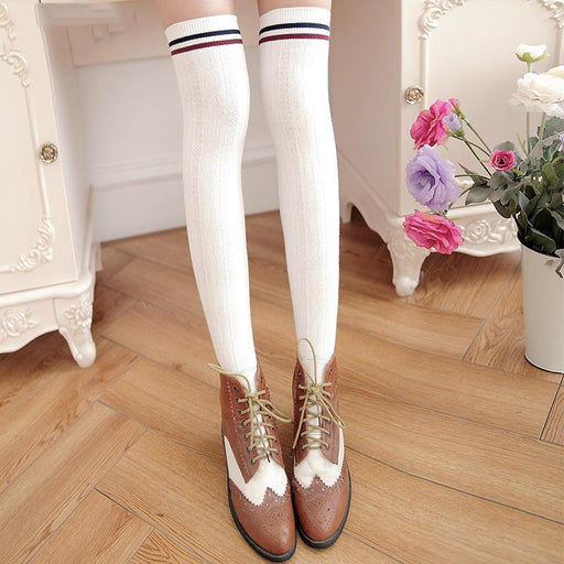 striped thigh high cotton stockings - MRSLM