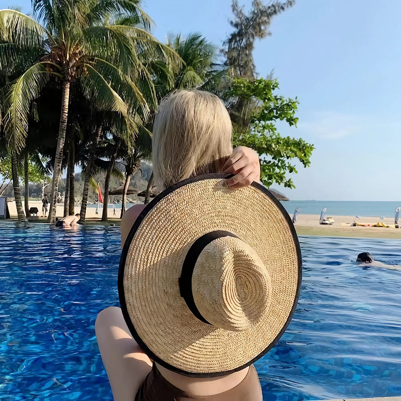 women's wide brim straw sun hat, view 7 - MRSLM