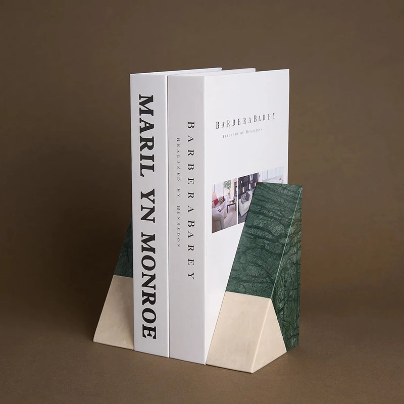 green marble bookends, view 3 - MRSLM