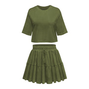 loose crew neck top and skirt set, view 5 - MRSLM