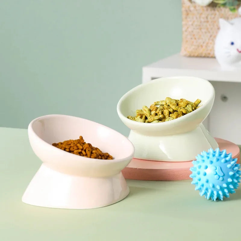elevated ceramic pet bowl, view 7 - MRSLM