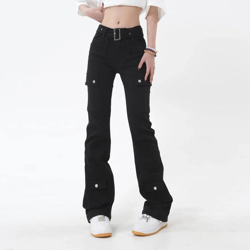 slim black flare pants - MRSLM
