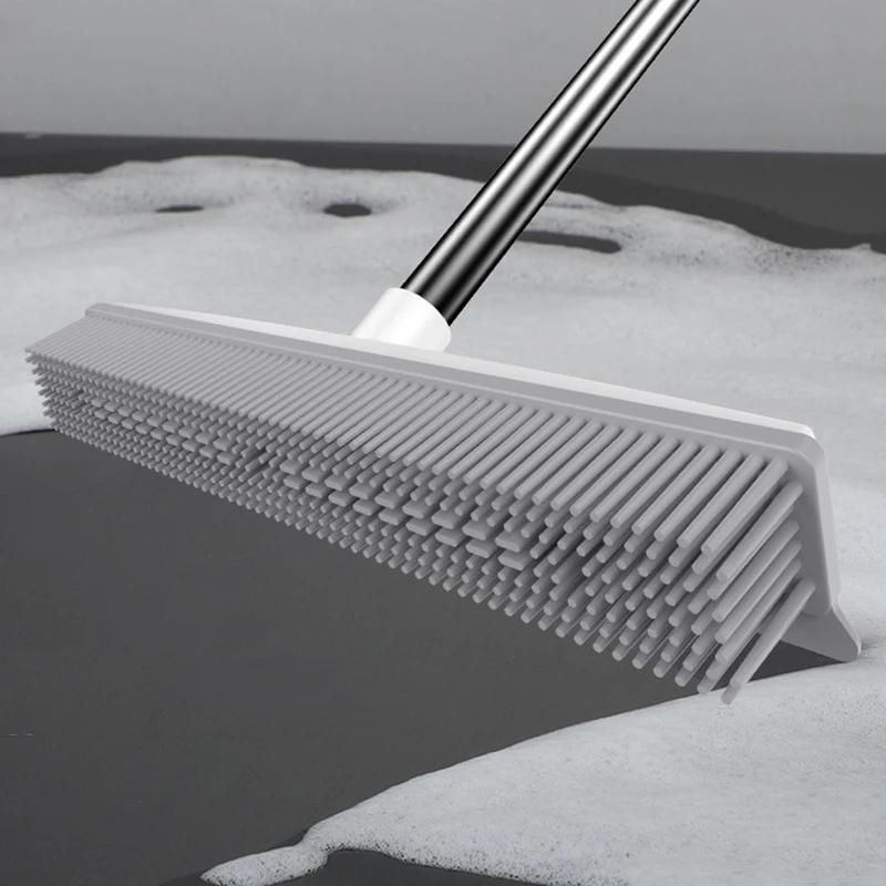 Rubber broom and carpet rake with squeegee - MRSLM