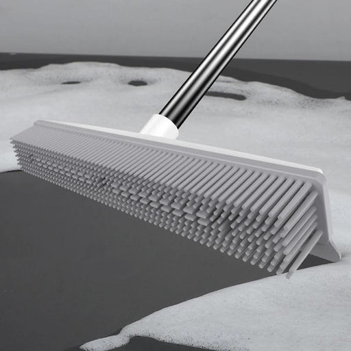 Rubber broom and carpet rake with squeegee - MRSLM
