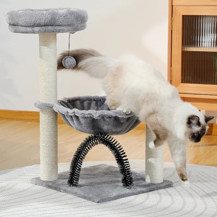compact cat tree tower with hammock, view 2 - MRSLM