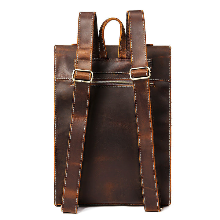 Fashionable And Simple Men's First Layer Cowhide Backpack