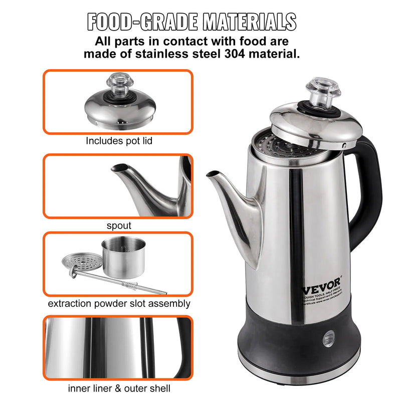12-cup electric percolator coffee pot, view 5 - MRSLM