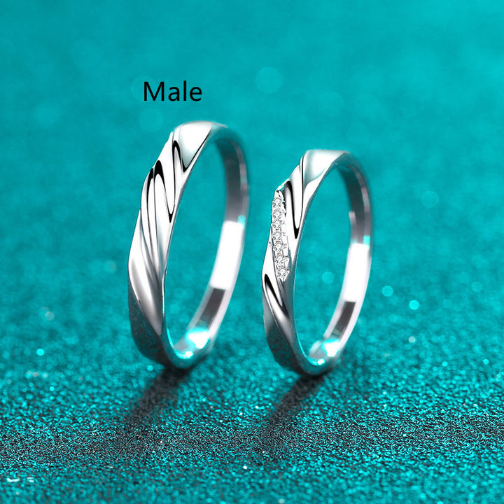 925 Sterling Silver Couple Ring Female