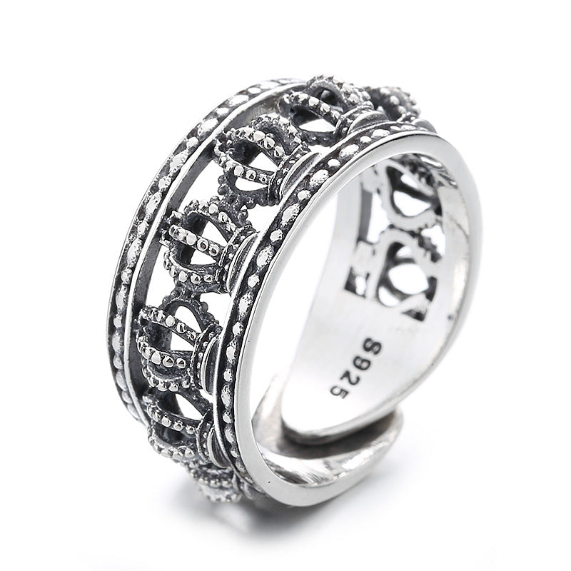 s925 silver hollow 3d crown ring, view 2 - MRSLM