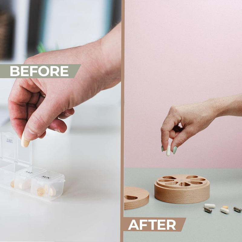 Wooden weekly pill organizer, view 5 - MRSLM