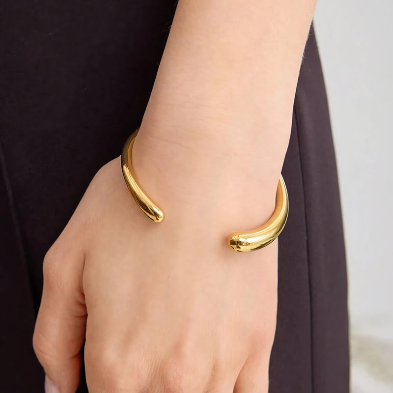 gold plated open bangle bracelet, view 7 - MRSLM